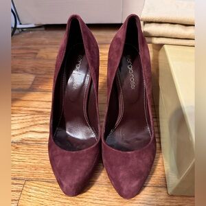 Sergio Rossi Dark Red Suede Heels